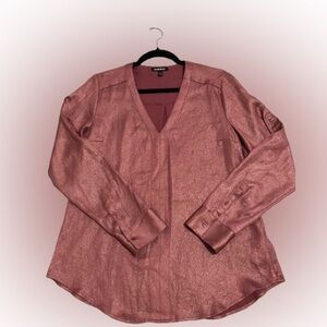 Express Women's Shimmering Rose Gold Blouse Sz M